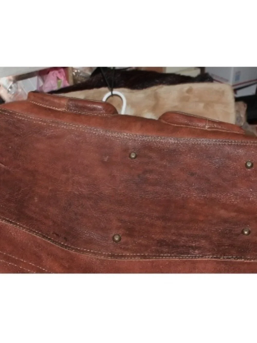 Vintage Handmade Large Saddle Travel Luggge Duffle Bag Weekender Carry on